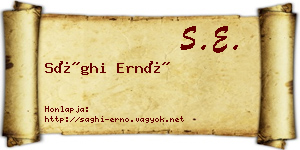 Sághi Ernő névjegykártya